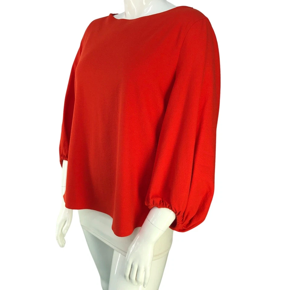 Blusa Top Hugo Boss Mujer Talla 8 Manga 3/4 Cuello Barco Roja Reciente *PEQUEÑO DEFECTO Foto 4 de 4