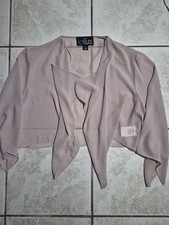 Alex Evenings Chiffon Cover Up Sheer Bolero Jacket Beige Champagne Womens Small