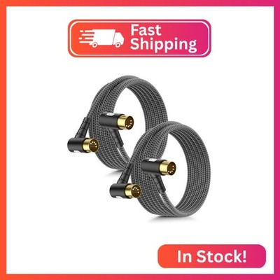 EMK 2Pack 4ft/1.2m 90-Degree MIDI Cable - Ultra-Compact 5-Pin DIN with Low-Profi