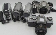Mixed Lot of 5 Cameras For Parts 3 Camcorders 2 35mm Cameras Read 