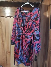 NWT Tahari wrap black size 16 women's dress with pink and purple paisley pattern