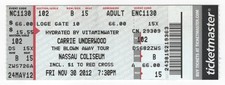 Carrie Underwood 11/30/12 Uniondale LI NY Nassau Coliseum Ticket Stub!