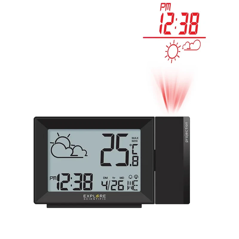 Orologio con Proiettore Ora EXPLORE SCIENTIFIC Meteo Sveglia Data Termometro, fotografia 8 di 10
