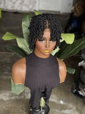 Braided kinky twist Black Curly Short Twist Wig Free-Part for Women Fashion