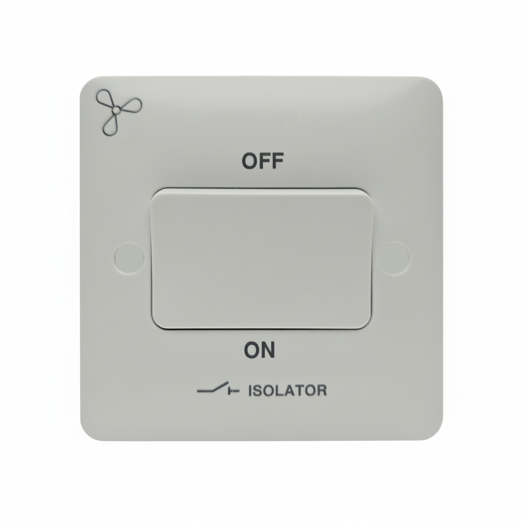 Hager Sollysta 3 Pole 10A 250V  Isolator Switch with Fan Symbol- white