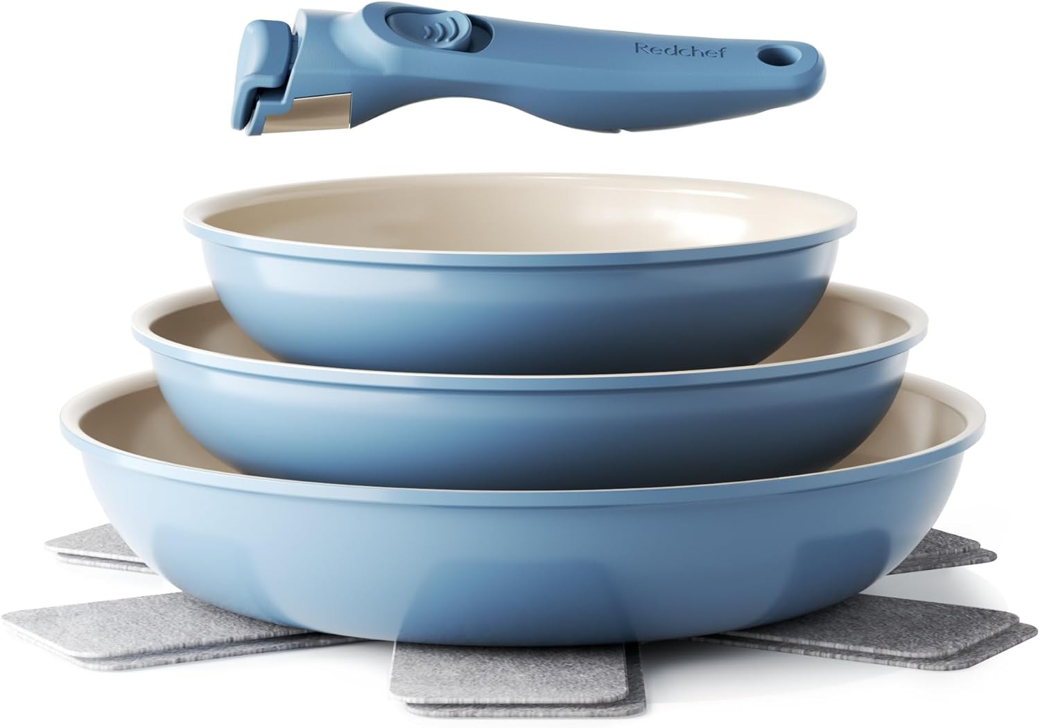 Set Di Padelle Con Manico Rimovibile, Padella in Ceramica Con Antiaderente in Gr