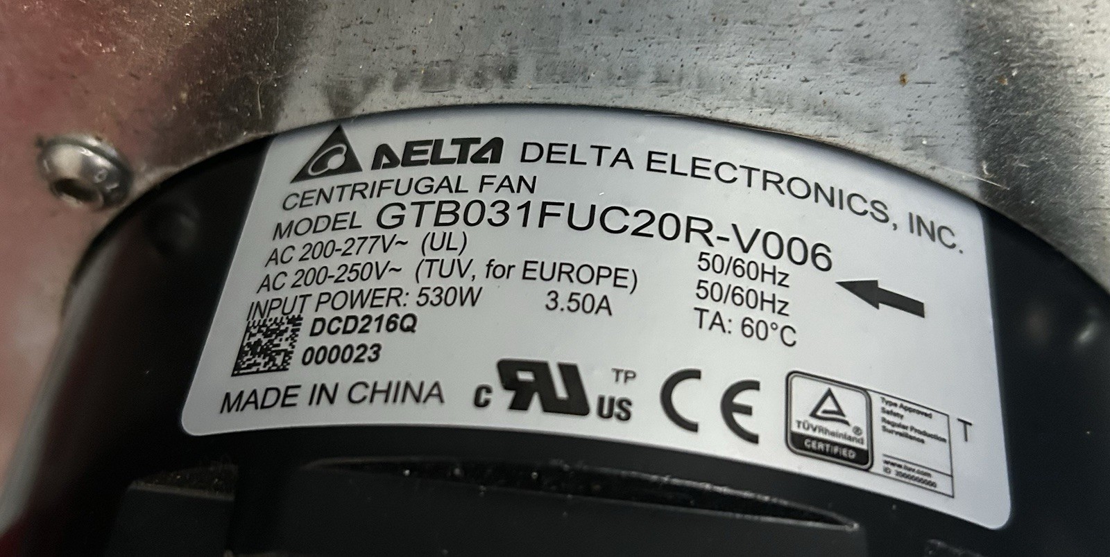 Daikin McQuay 300075342 GTB031FUC20R V006 FAN EC 13" CENTRIFUGAL 200-277V