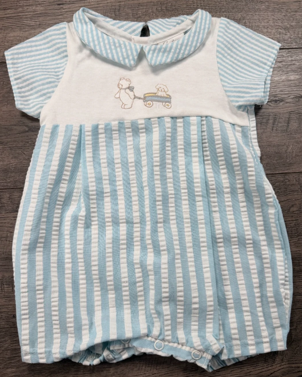 Baby Boy Clothes Nwot Vintage Carter's 6-9 Month Blue Bear Dog Romper Outfit
Opens in a new window o