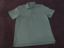 Vineyard Vines Polo Shirt Mens Large Green White Striped Performance Golf Whale