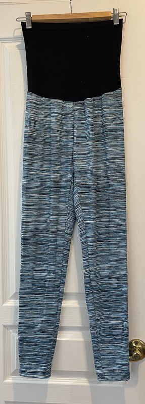 Women's Size M Medium Motherhood Maternity Leggings Blue Belly Full Panel