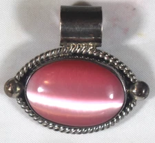 Vintage Mexican STERLING 925 Pendant With PINK Stone (Unsure of Kind) NICE!