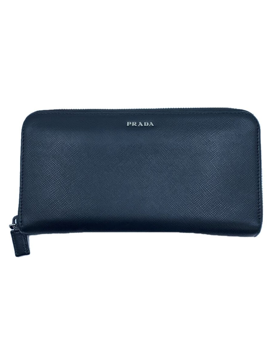PRADA Long Wallet Leather Black Men's