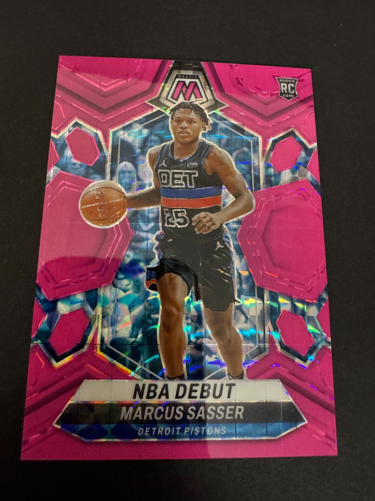 2023-24 Panini Mosaic Marcus Sasser NBA Debut Pink Fluorescent RC /10 #264