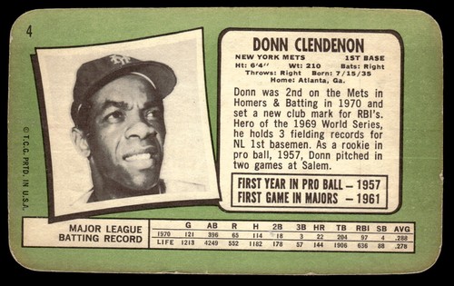 1971 Topps Super #4 Donn Clendenon - Bild 2 von 2