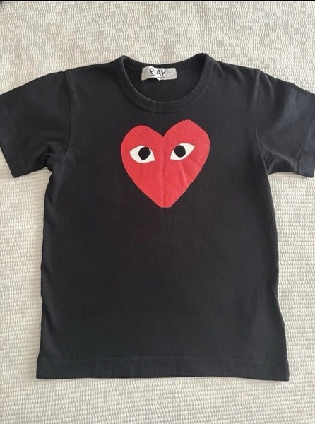 Comme Des Garçons Play T-shirt Femme à Imprimé Cœur Petit Noir Rouge Coton