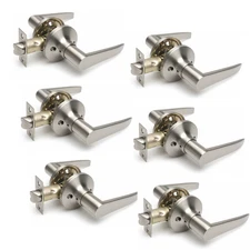6 Pack Brushed Nickel Door Handles Passage Door Levers, Heavy Duty Closet/Hallwa