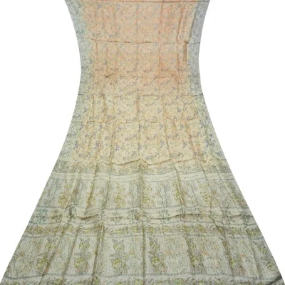 Vintage Blassrosa Sarees 100% Reine Seide Hand Bestickt Sari 4.6m Basteln Stoff - Bild 1 von 4