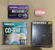 Lot Of 4 Memorex CD-RW, Memorex 90, MC-60 Mini Cassette Tape, CX-90 Cassette