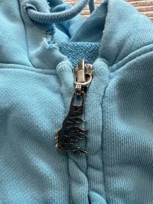Hellstar Studios 2024 Zip Hoodie – Blue (Distressed Flame Design