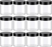 4 Oz Plastic Container Jars W/ Lids BPA Free Empty Round Clear Cosmetic