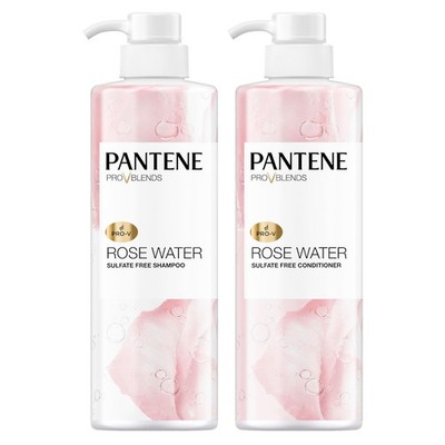 Pantene Sulfate Free Shampoo and Conditioner Set, Rose Water, Soothing and Moist