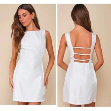 Lulus Sophisticated Selection Mini Dress Womens M White Backless Sleeveless