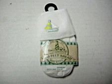 Socks/Booties W/Sailboats Appliques By Two Feet Ahead, 3-4.5, White, Brand New