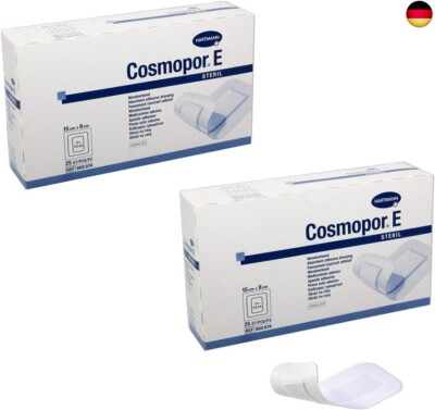 2 x 25 Hartmann Cosmopor E Wundverband Wundpflaster klebend steril 15 x 8 cm
