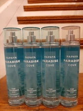 BATH AND BODY WORKS PAPAYA PARADISE COVE  BODY SPRAY MIST PERFUME LOT OF 4 NEW