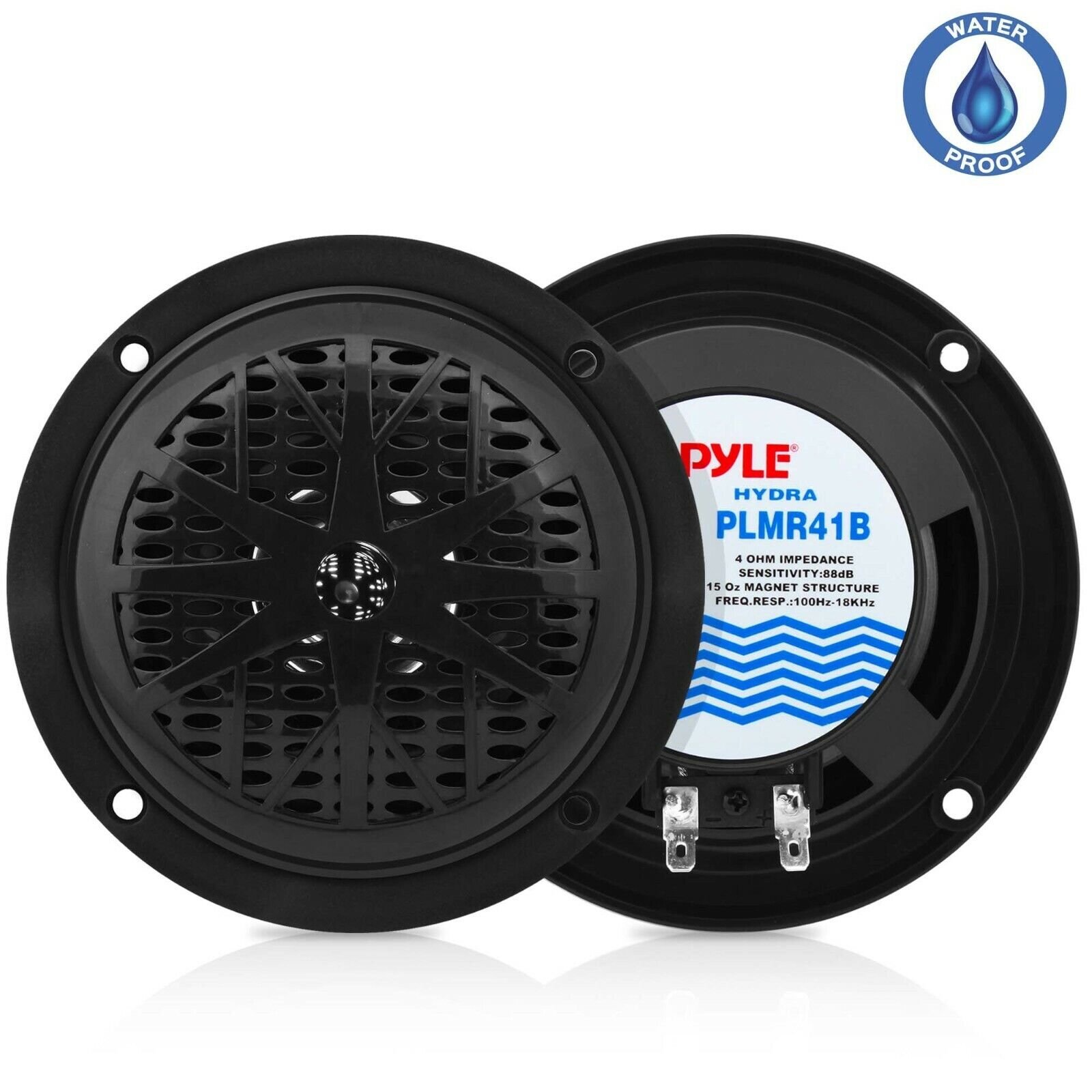 Pyle PLMR41B 4-Inch Waterproof Marine Boat Stereo Dual Cone Speakers