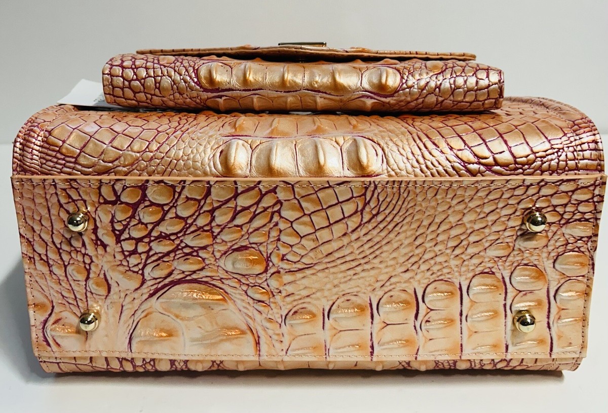 NWT Brahmin Cami Apricot Rose Melbourne Genuine Leather Satchel