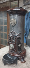 Poêle à bois/charbon Godin modèle N° 2121 Brun Majolique ancien restauré