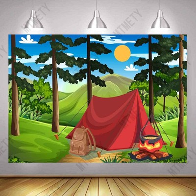 10x7ft Enchanted Forest Camping Backdrop Forest Scene Photography Background ...