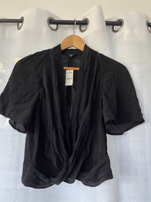 Express Flowy Black Short Sleeve Blouse Size S New with Tags