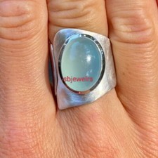 Aqua Chalcedony Gemstone 925 Sterling Silver Handmade Ring Jewelry Gift F-139