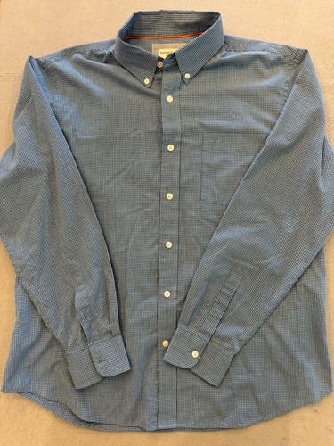 Dockers' Button Down Shirt Mens Large Blue Micro Plaid Collared Pocket - Picture 2 of 6