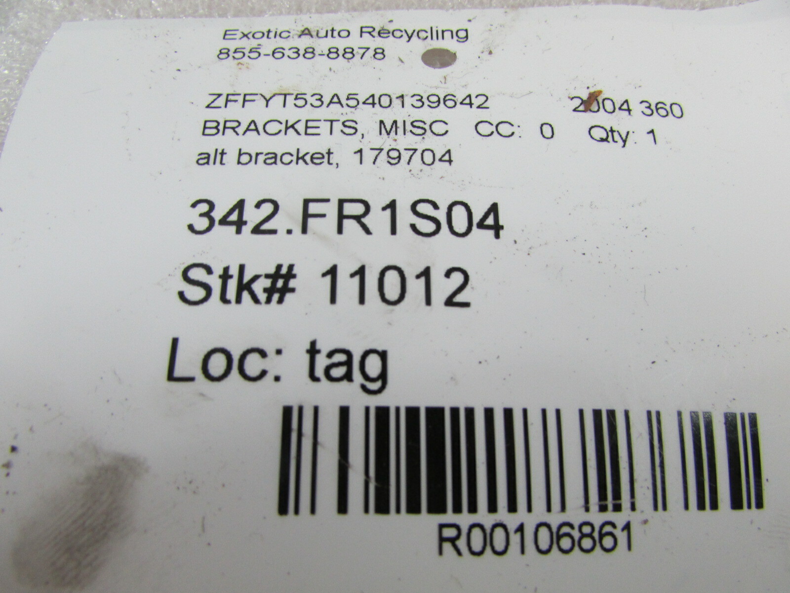 Ferrari 360, Alternator Bracket, With Pulley, P/N 179704
