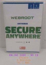 Webroot Antivirus 2025 Key - 2 Yr 5 Devices Instant Email Code no CD