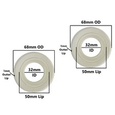 2 inch Flush Valve Silicone Seals, 68mm OD X 32 mm ID, 50mm Lip. 2 pack 