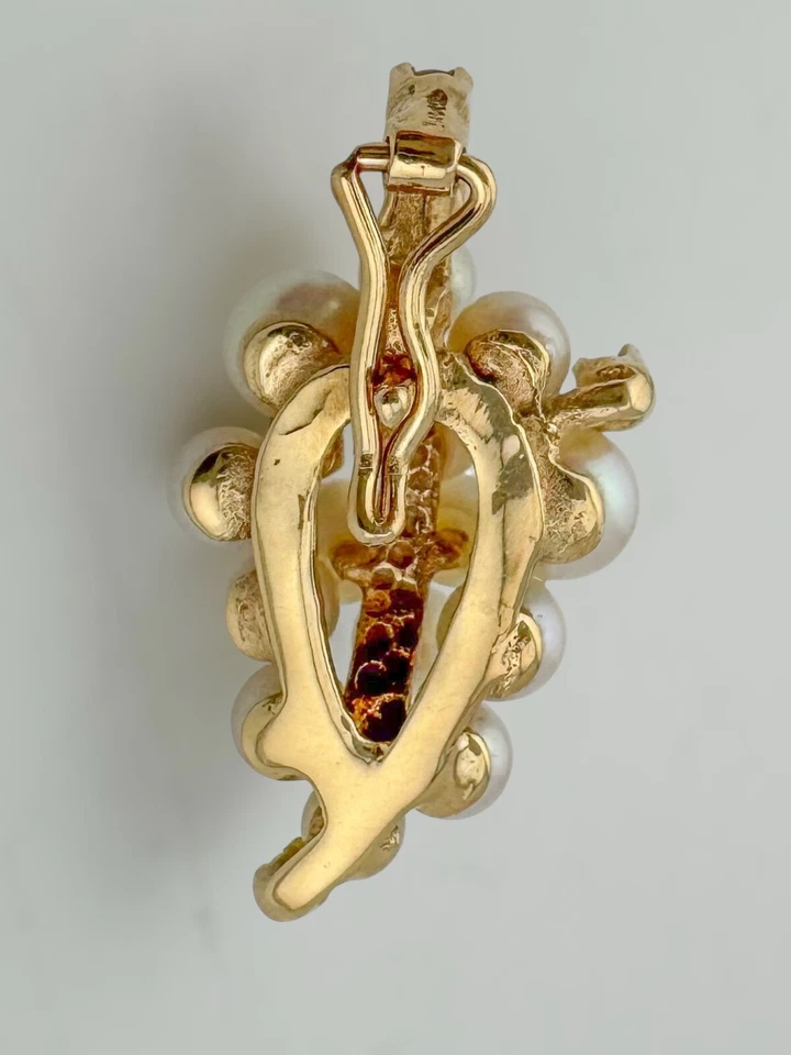 Vintage 14 Karat Gold Grape Pearl Enhancer Pendant with Diamonds & Emeralds - Image 3 of 4