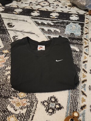Vintage 90s Nike T Shirt Made in USA Size M Black Embroidered Arm