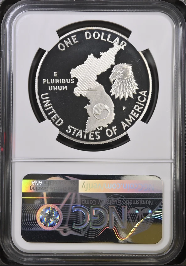 :1991-P S1$ Korean War Commemorative Silver Dollar NGC PF70UC Rarity R4 Top Pop - Image 2 of 2
