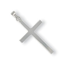 White Gold Plain Cross Pendant British Made Hallmarked