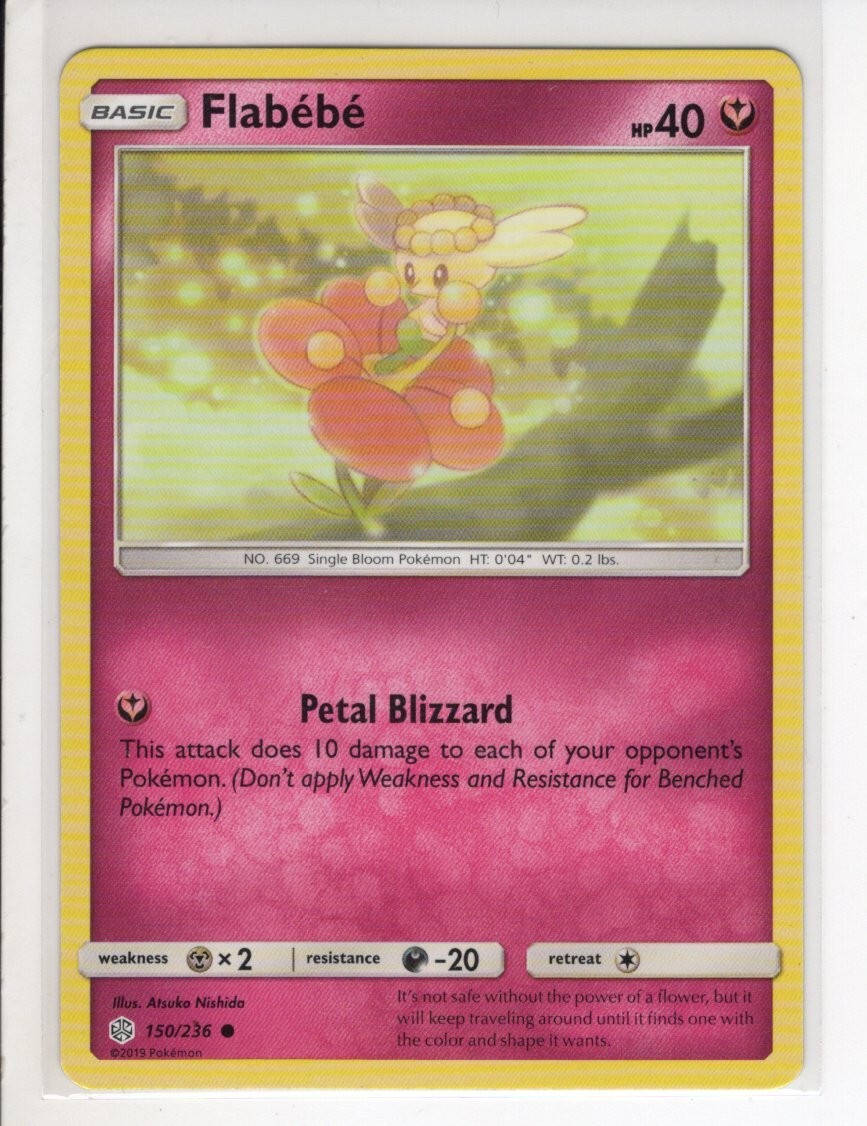 flabebe pokemon card value FLABEBE COSMIC ECLIPSE SET POKEMON CARD 150/236 LP