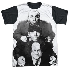 Three Stooges Three Stacked Adult Halloween Costume T Shirt (Black Back), S-3XL