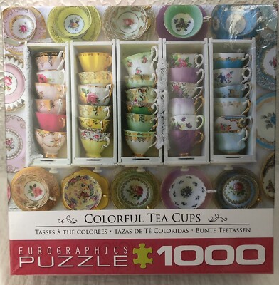 NEW Puzzle Eurographics Tea Cups Colorful Puzzle 1000 PCs Grandma-Core
