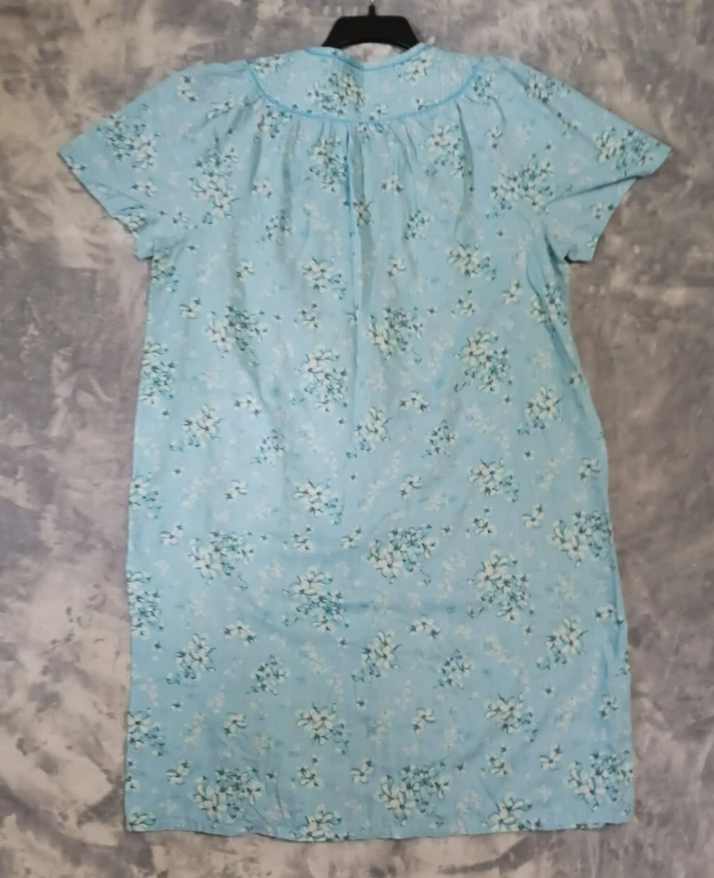 Bobbie Brooks Ropa de Dormir Camisón Mujer 2X Perla Bolsillos a Presión Azul Floral Midi Foto 3 de 4