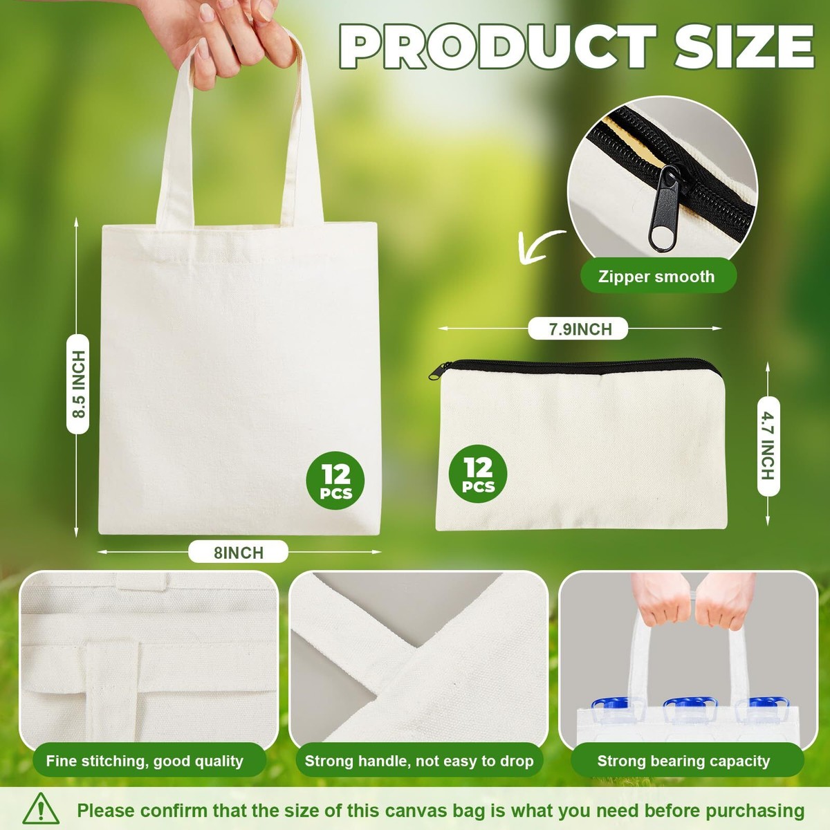 24 Pcs Mini Canvas Tote Bag Bulk Set Include 8.5 x 8
