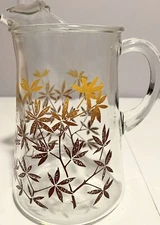 Vintage Libbey Glass Company Autumn Leaves Pitcher MCM
