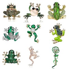 Rhinestone Green Frog Brooches Fashion Animal Pin Party Jewelry Accessories